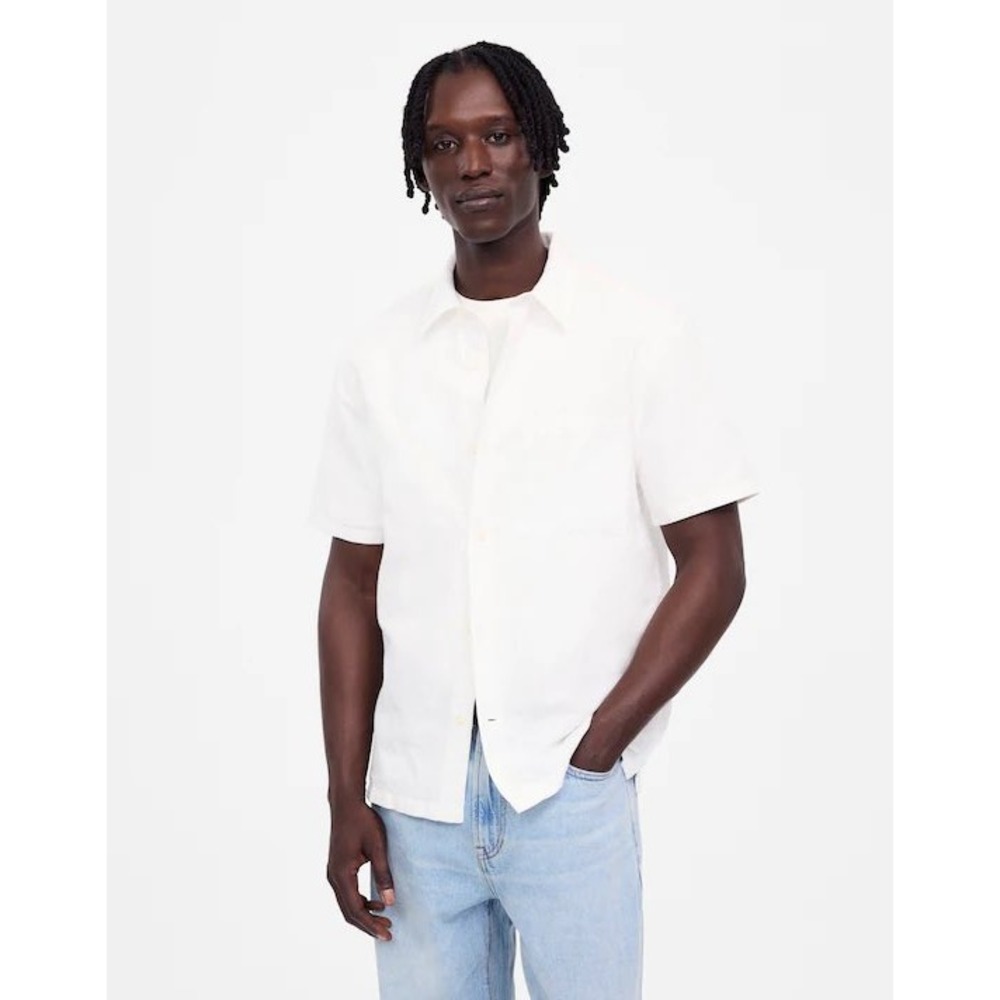 Madewell Button-Up Short-Sleeve Shirt in Cotton-Linen Blend Men's XS NWT